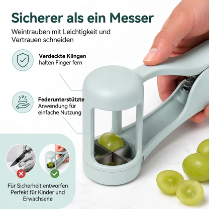 Edelstahl-Trauben- & Cherrytomaten-Schneider – Sicherer Einhand-Viertelschneider für Kleinkinder & Kinder