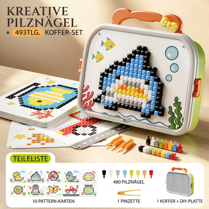 Montessori-Mosaik-Puzzle-Set für Kinder mit Pilzen und Steckstiften