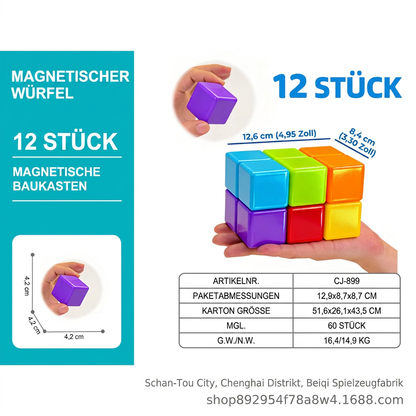 Kleinkindsichere 4,2-cm-Magnetbausteine – STEM-Lernwürfel