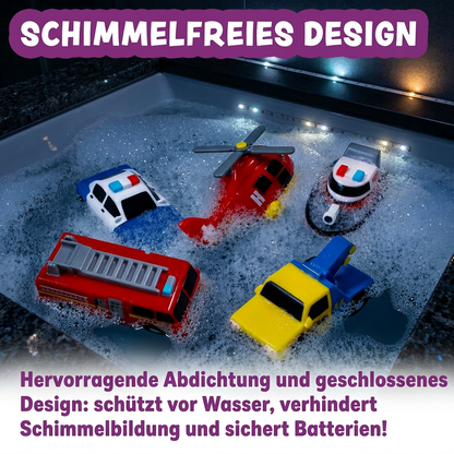 6er-Pack farbwechselnde Einsatzfahrzeug-Badespielzeuge für Babys & Kleinkinder