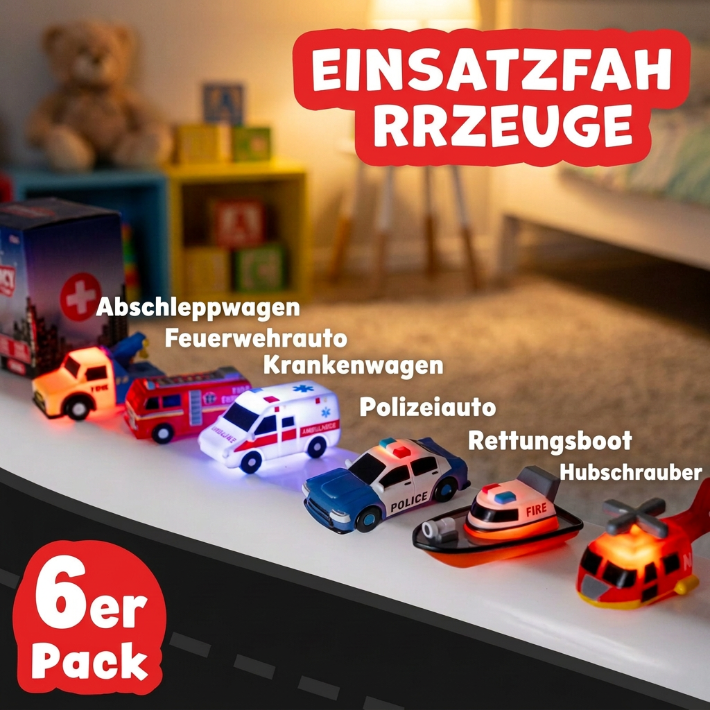 6er-Pack farbwechselnde Einsatzfahrzeug-Badespielzeuge für Babys & Kleinkinder