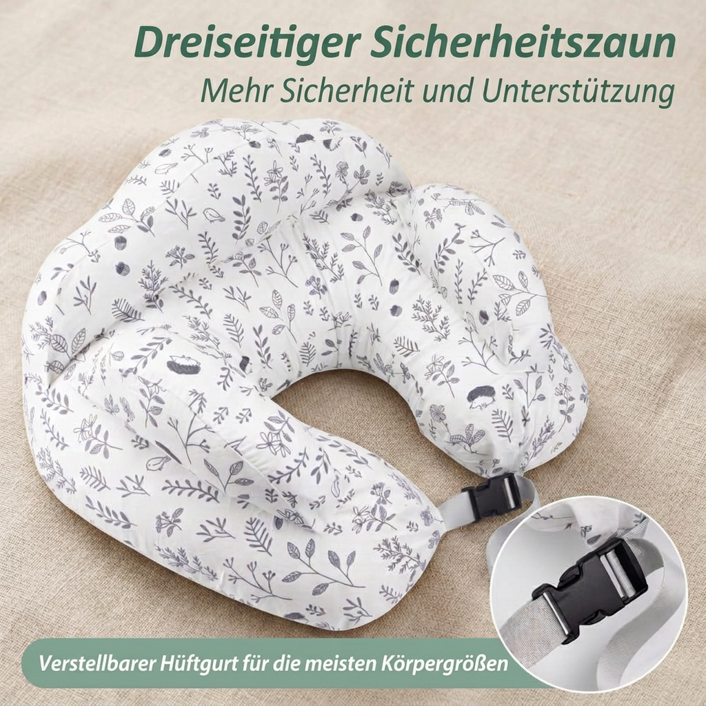 Multifunktionales Stillkissen zum Stillen & Fläschchenfüttern mit abnehmbarem Bezug