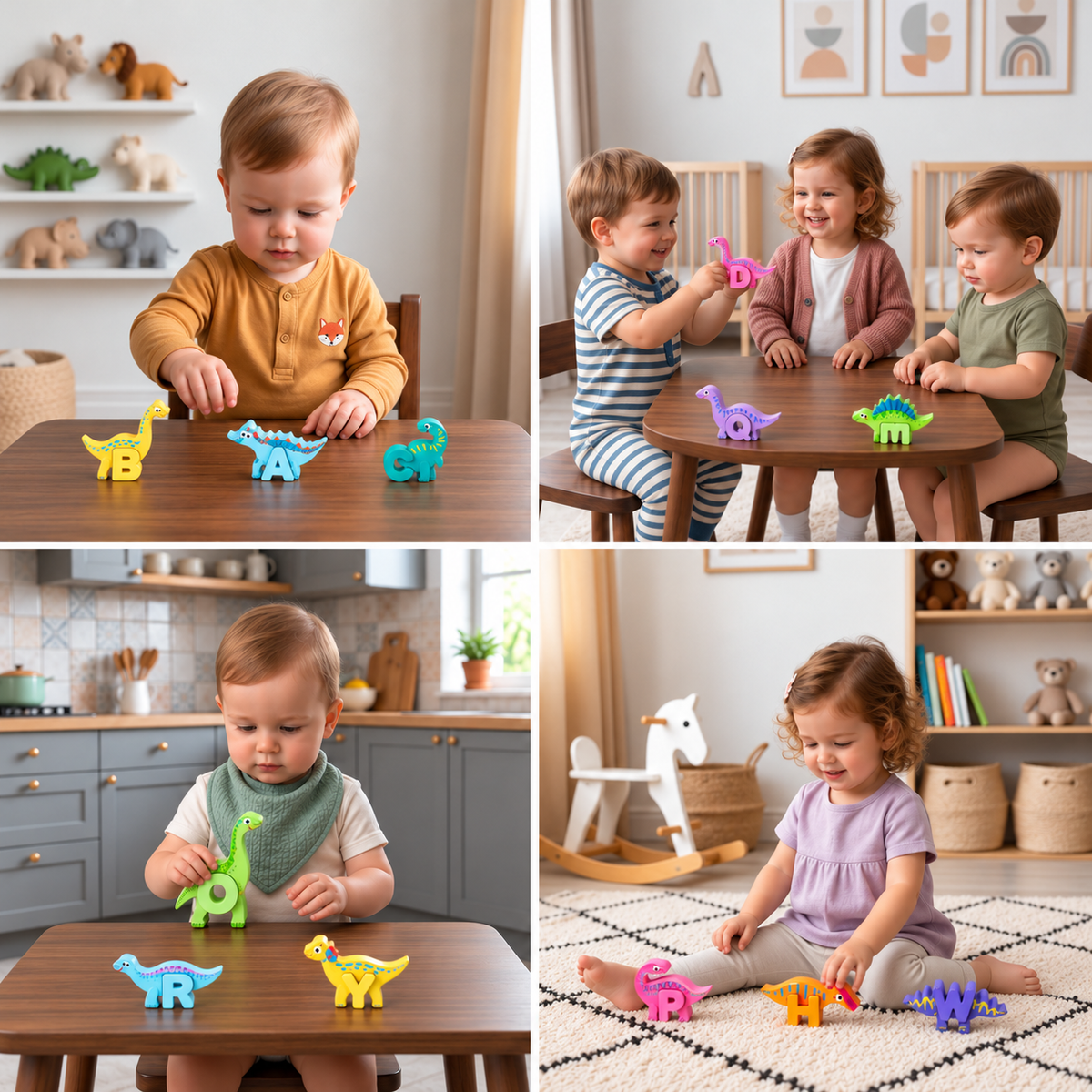 52-teiliges Montessori-3D-Alphabet-Bausteinset