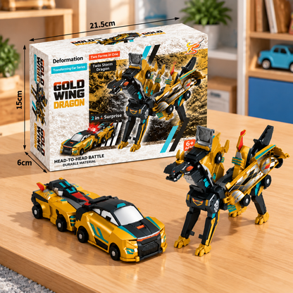 2-in-1 Magnetisches Verwandlungsauto & Dinosaurier-Spielzeug mit automatischer Kollisionsfunktion