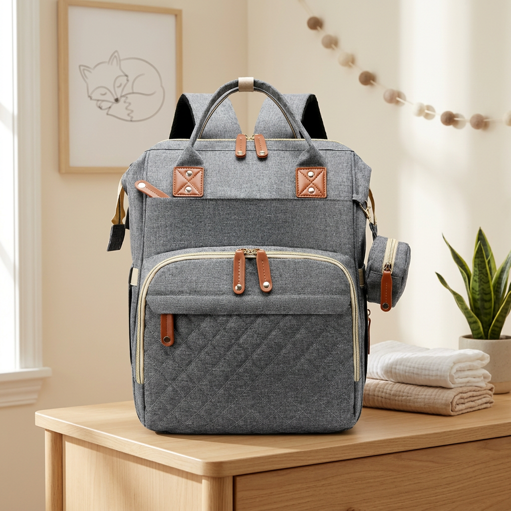 3-in-1 Reise Wickelrucksack mit faltbarem Babybett - Perfekt für Unterwegs!