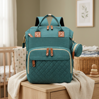 3-in-1 Reise Wickelrucksack mit faltbarem Babybett - Perfekt für Unterwegs!