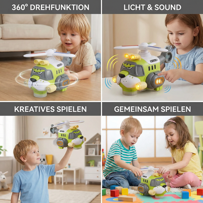 Lustiges Tiger-Flugzeug für Kinder – Spielzeug mit 360° Drehfunktion, Licht & Sound
