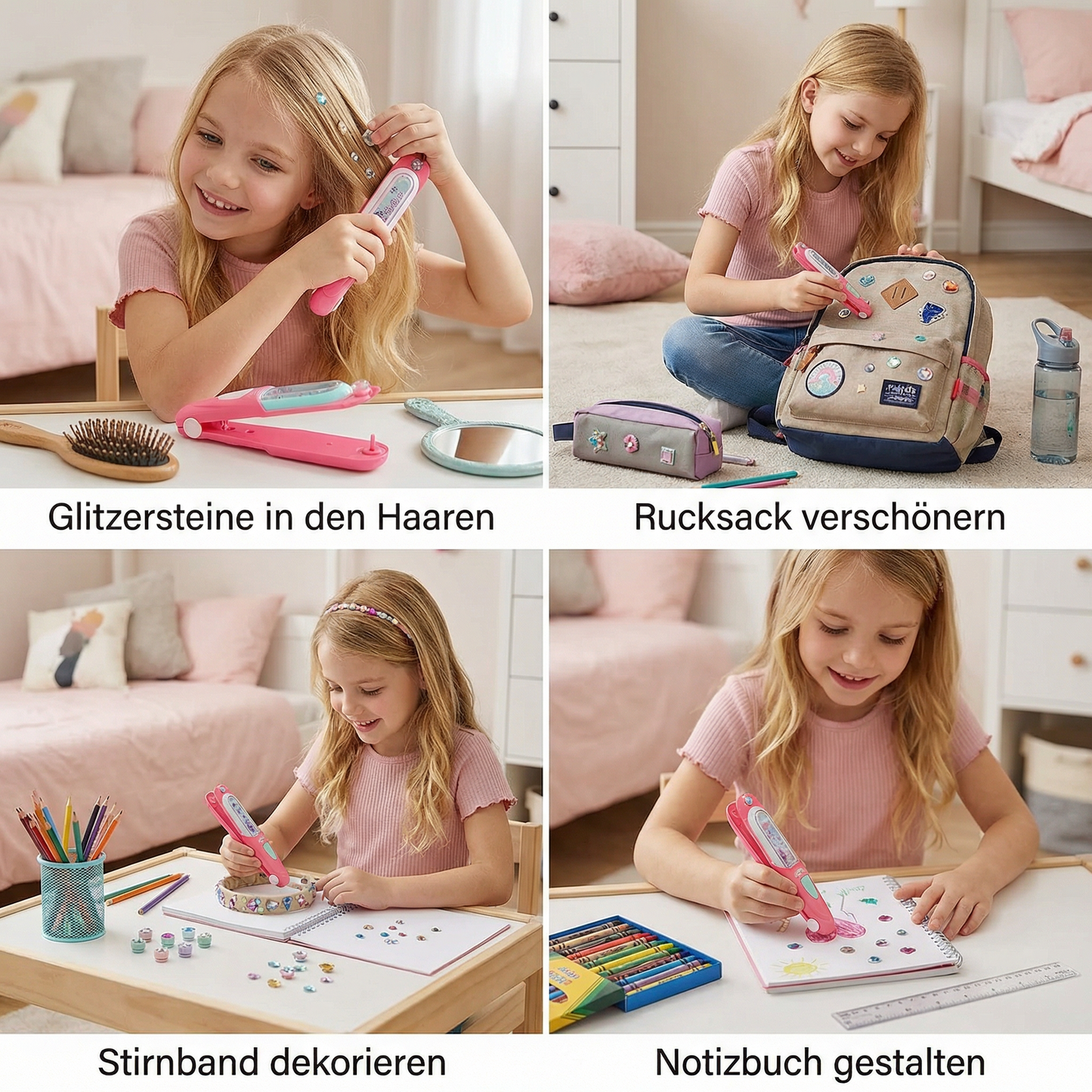 Haar-Glitzerstein Stempel Set für Kinder – Styling-Kit mit wiederverwendbaren Strasssteinen