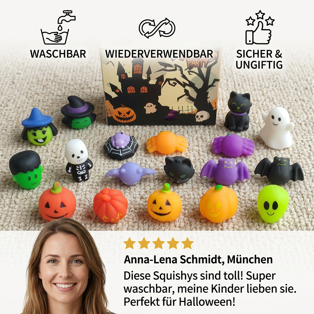 Waschbares & wiederverwendbares Halloween-Squishy-Spielzeugset für Partys & Trick-or-Treat