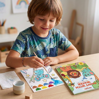 Aquarell-Malbuch mit Pinsel – Sauberer Malspaß nur mit Wasser