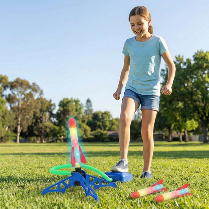Kinder Raketenstarter mit Fußpumpe – Leuchtendes Outdoor Luftdruck-Spielzeug