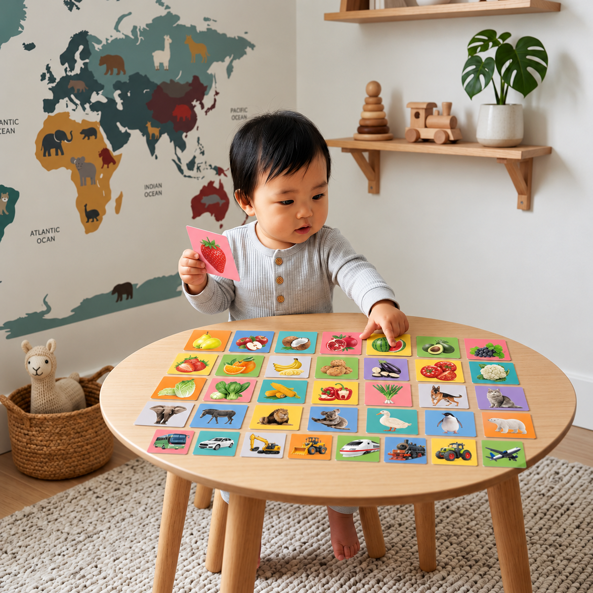 Montessori Lernkarten für Babys – Visuelle Stimulation, Farberkennung & Sortierset
