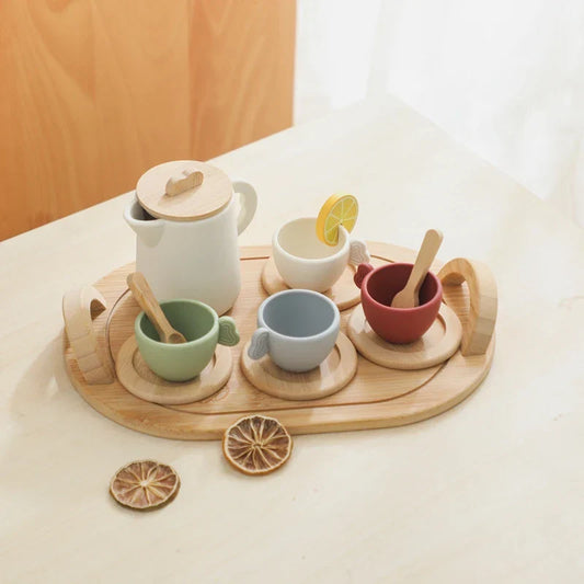 Holz- und Silikon Teeset