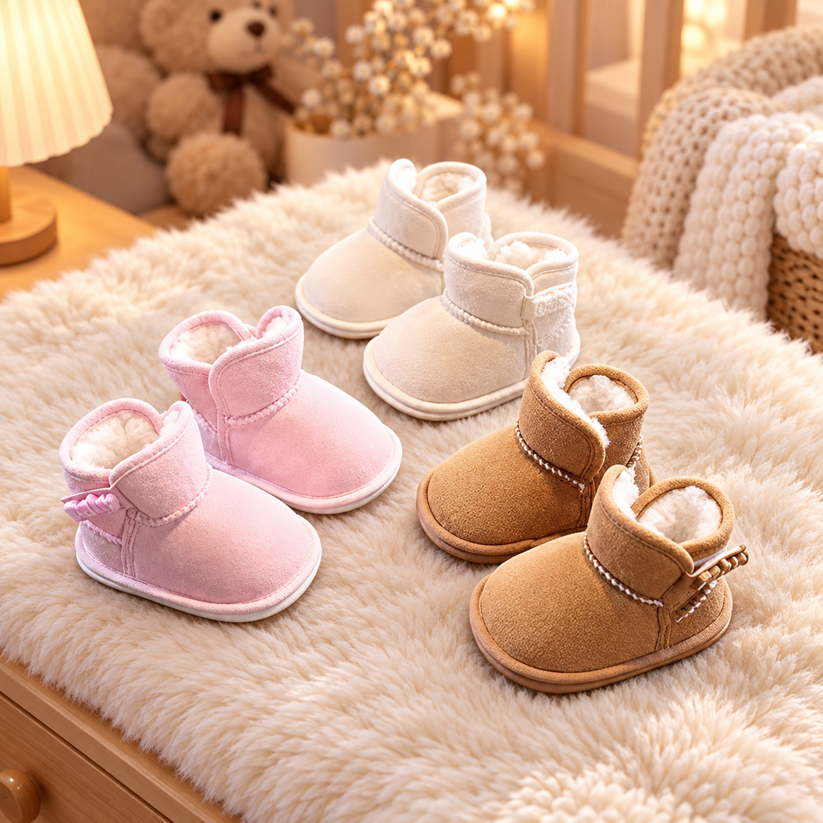 Gefütterte Baby-Winterstiefel mit weichen rutschfesten Sohlen