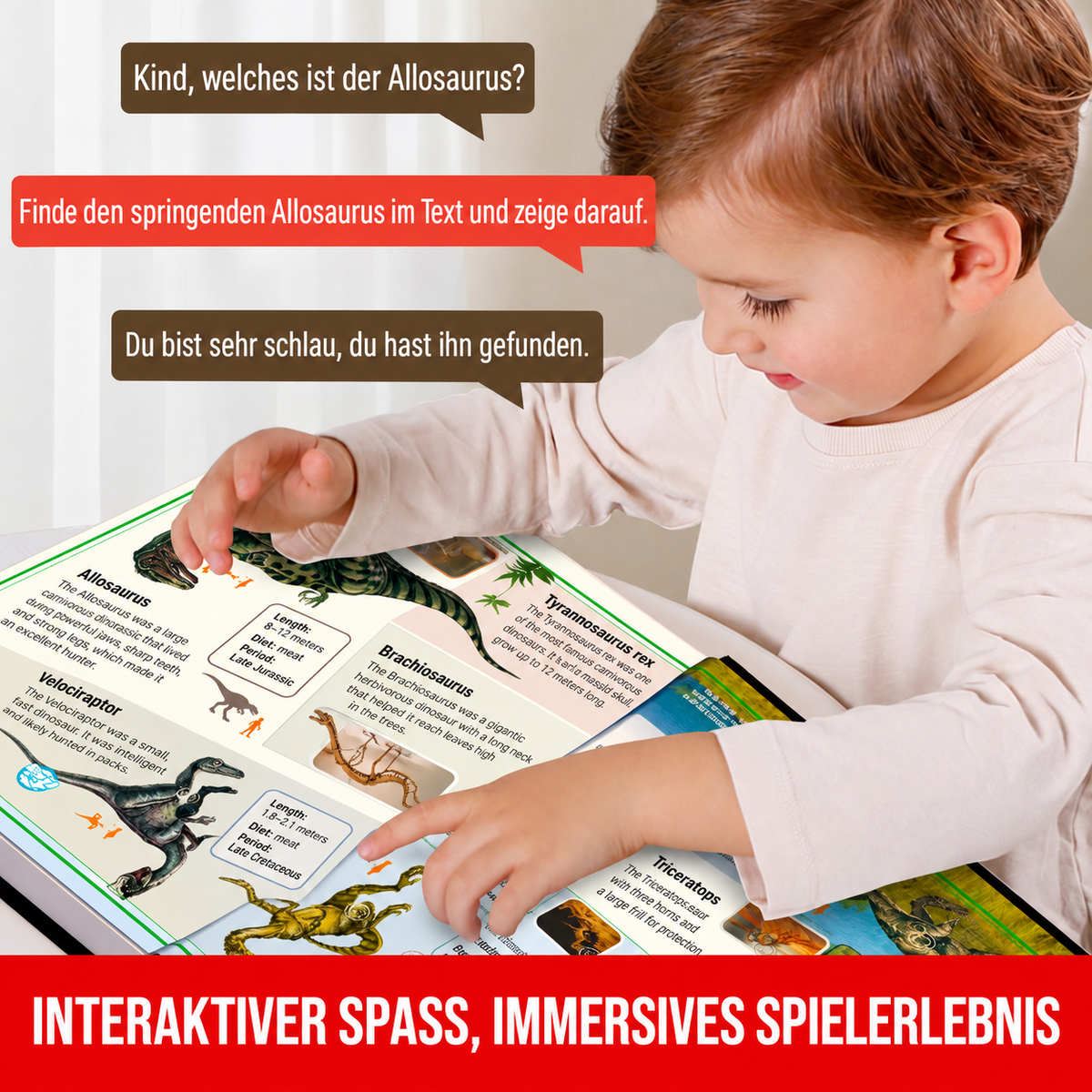 Interaktives sprechendes Dinosaurier-Enzyklopädie-Buch