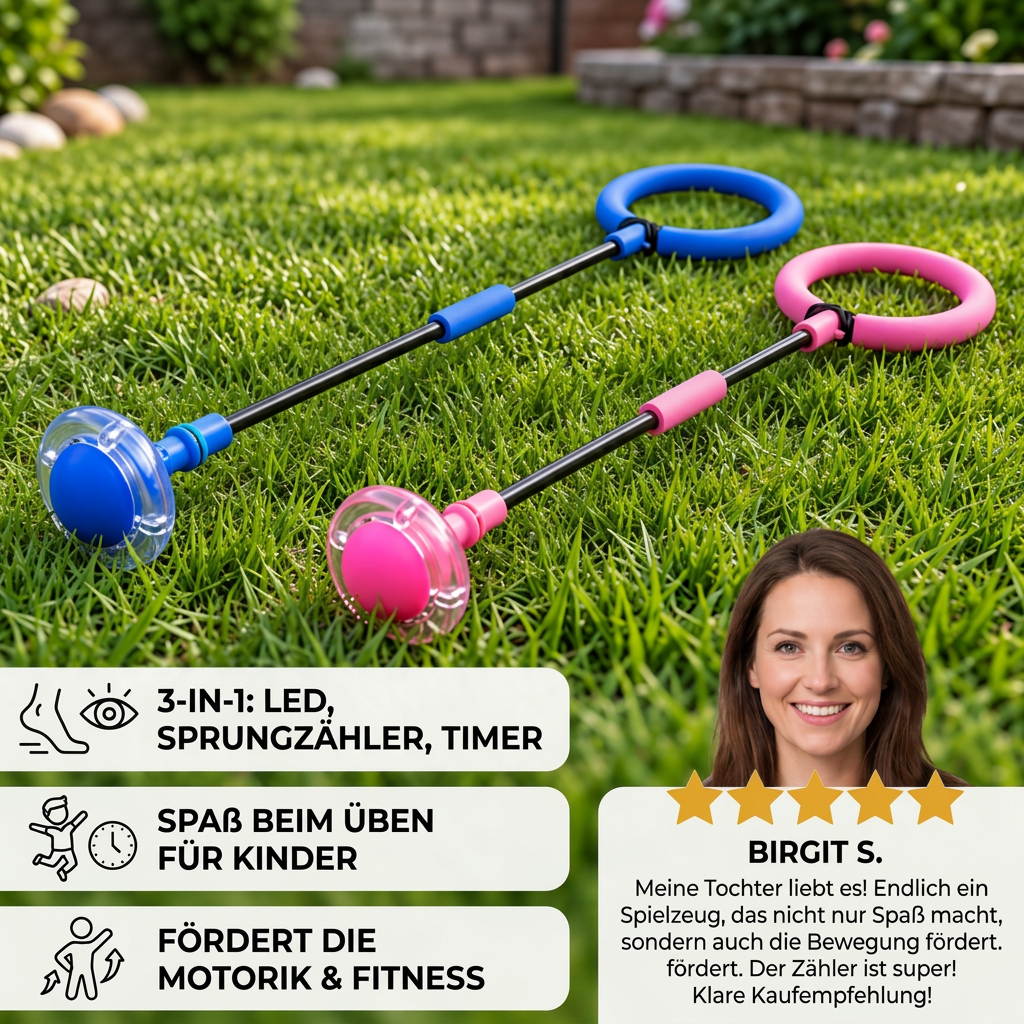3-in-1 LED-Springball mit Sprungzähler & Timer für Kinder
