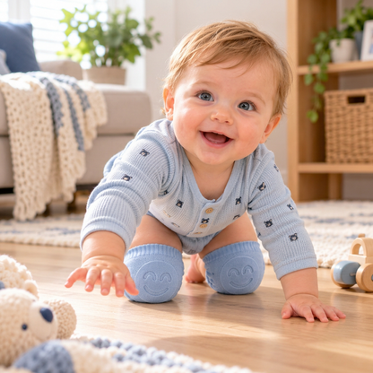 Baby-Krabbel-Knieschoner – Rutschfester Schutz mit Smiley-Design