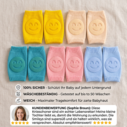 Baby-Krabbel-Knieschoner – Rutschfester Schutz mit Smiley-Design