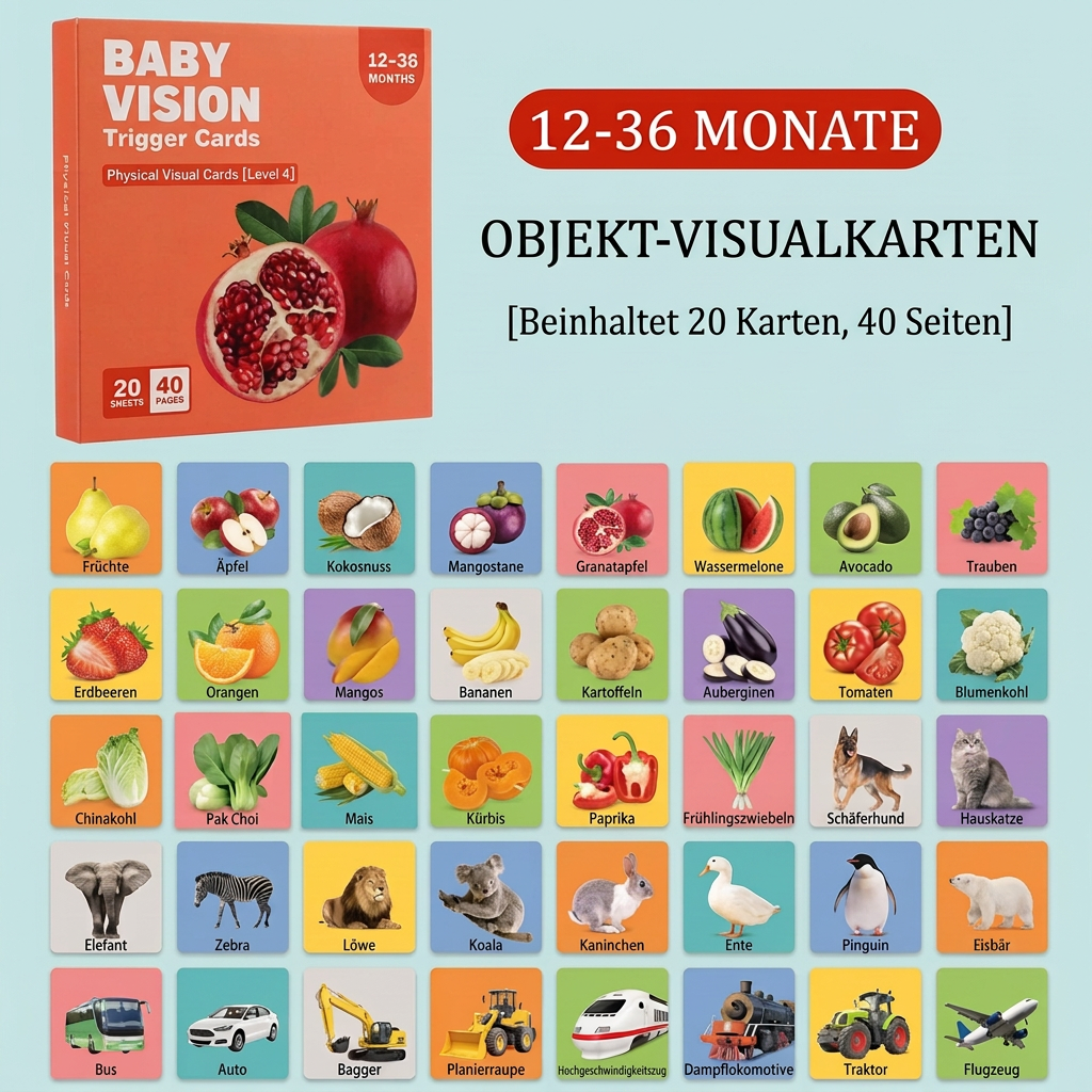 Montessori Lernkarten für Babys – Visuelle Stimulation, Farberkennung & Sortierset