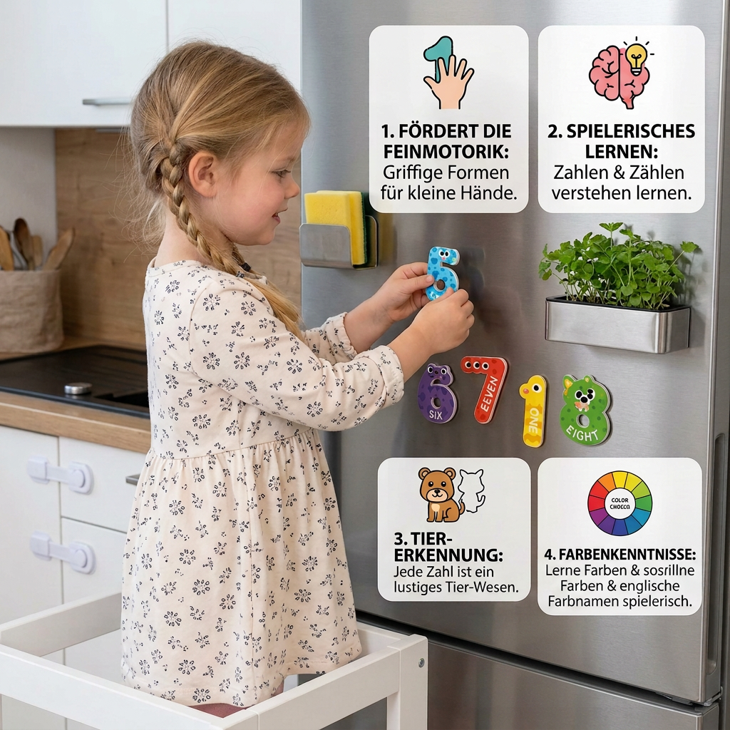 Tier-Alphabet- & Zahlen-Kühlschrankmagnete – Buchstabier- & Lernset für Kinder