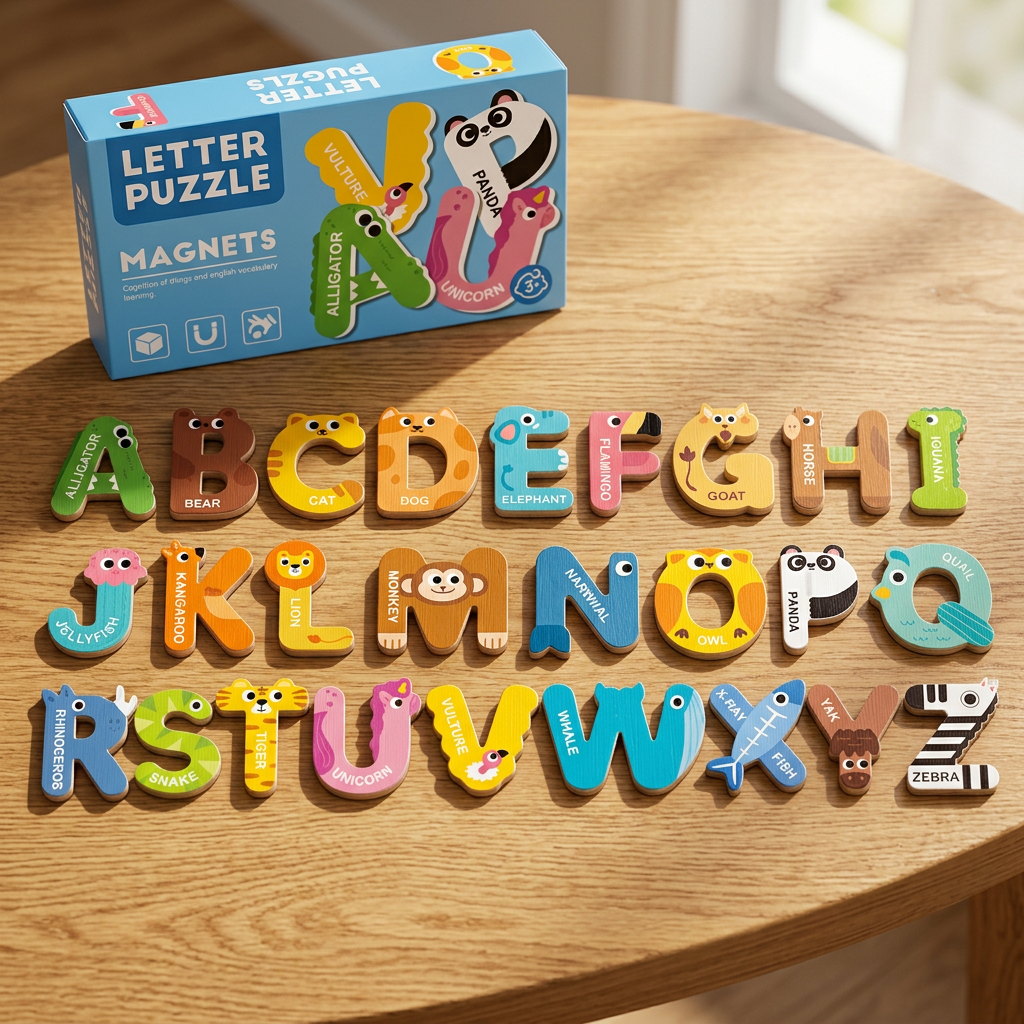 Tier-Alphabet- & Zahlen-Kühlschrankmagnete – Buchstabier- & Lernset für Kinder