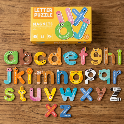 Tier-Alphabet- & Zahlen-Kühlschrankmagnete – Buchstabier- & Lernset für Kinder