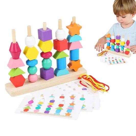 Montessori Farben und Formen Faden Spielzeug aus Holz