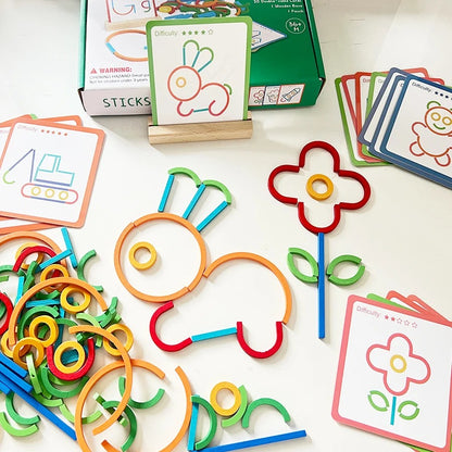 Pädagogisches Montessori Stöcke und Ringe Puzzle Bausteine
