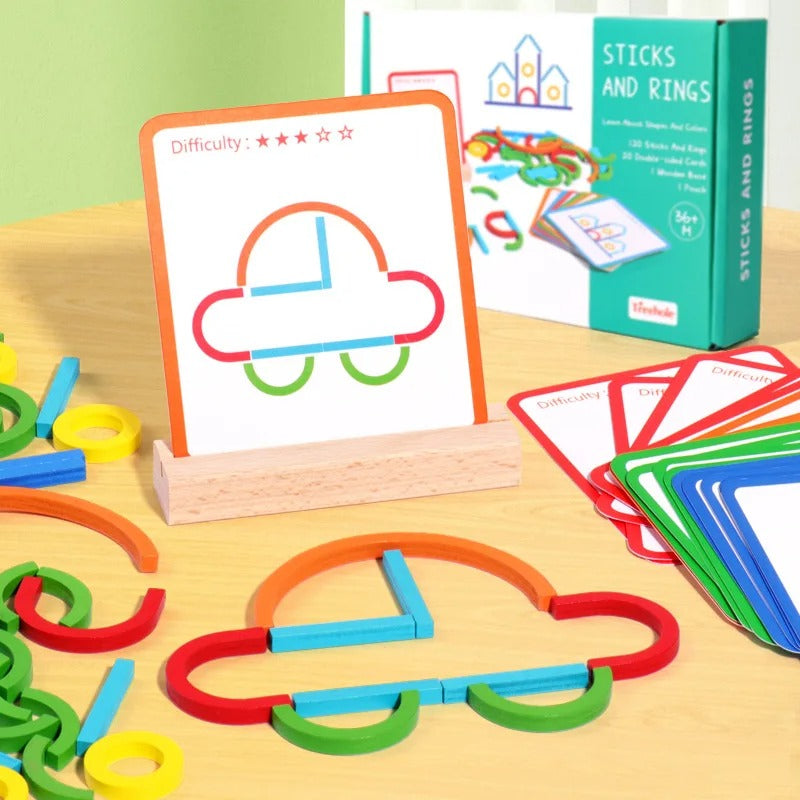 Pädagogisches Montessori Stöcke und Ringe Puzzle Bausteine