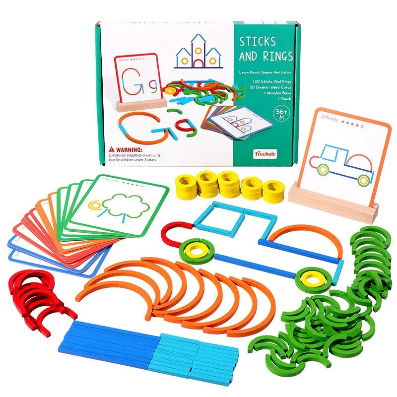 Pädagogisches Montessori Stöcke und Ringe Puzzle Bausteine