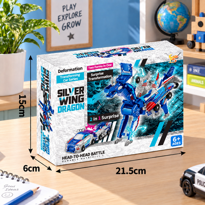 2-in-1 Magnetisches Verwandlungsauto & Dinosaurier-Spielzeug mit automatischer Kollisionsfunktion