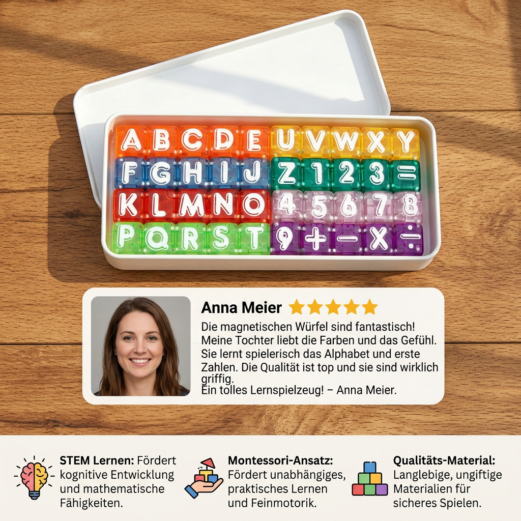 40-teiliges Lernset mit magnetischen Buchstaben & Zahlen – Montessori-MINT-Spielzeug für Kinder