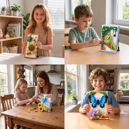 DIY-3D-Naturrahmen-Bausteinset – Blumen & Insekten