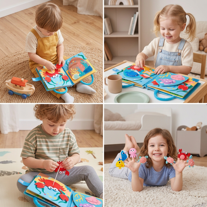 Montessori-Fühlbuch mit Meerestieren für spielerisches Lernen