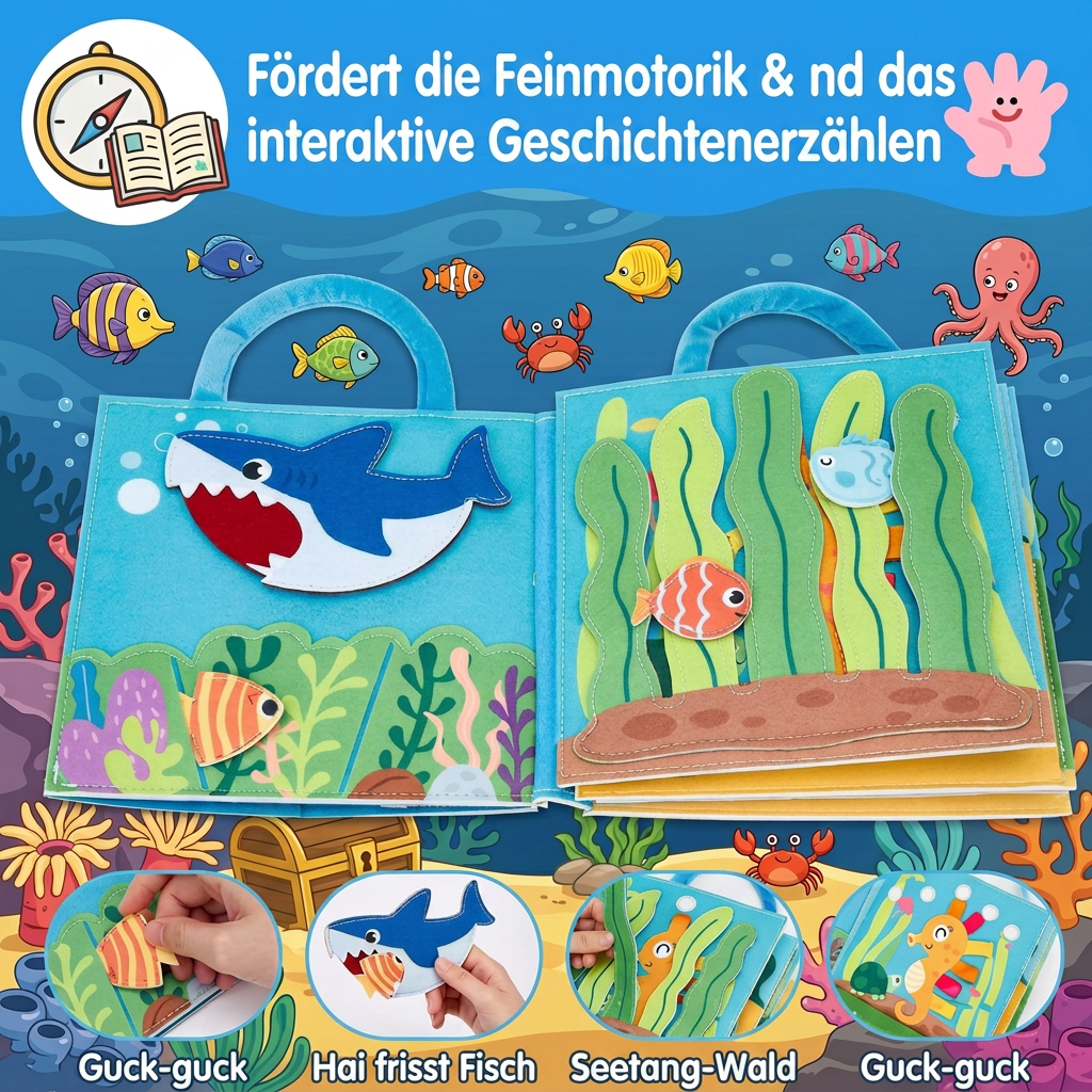 Montessori-Fühlbuch mit Meerestieren für spielerisches Lernen