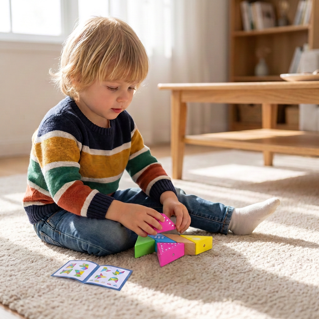 Magnetische Geometrie-Holzbausteine – Kreatives Lernpuzzle