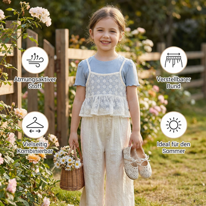 Süßes 3-teiliges Baby-Mädchen Set für Frühling & Sommer – Kurzarm Oberteil mit Spitze, Hose & Outfit
