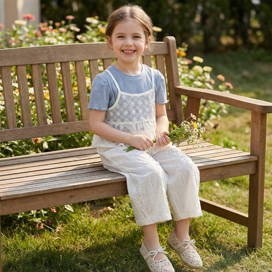 Süßes 3-teiliges Baby-Mädchen Set für Frühling & Sommer – Kurzarm Oberteil mit Spitze, Hose & Outfit
