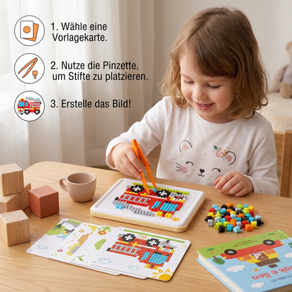 Montessori-Lernspiel mit Steckmosaik