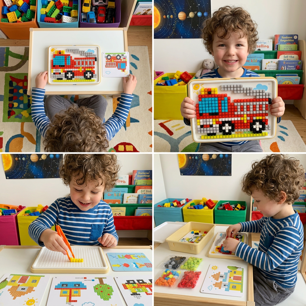 Montessori-Lernspiel mit Steckmosaik