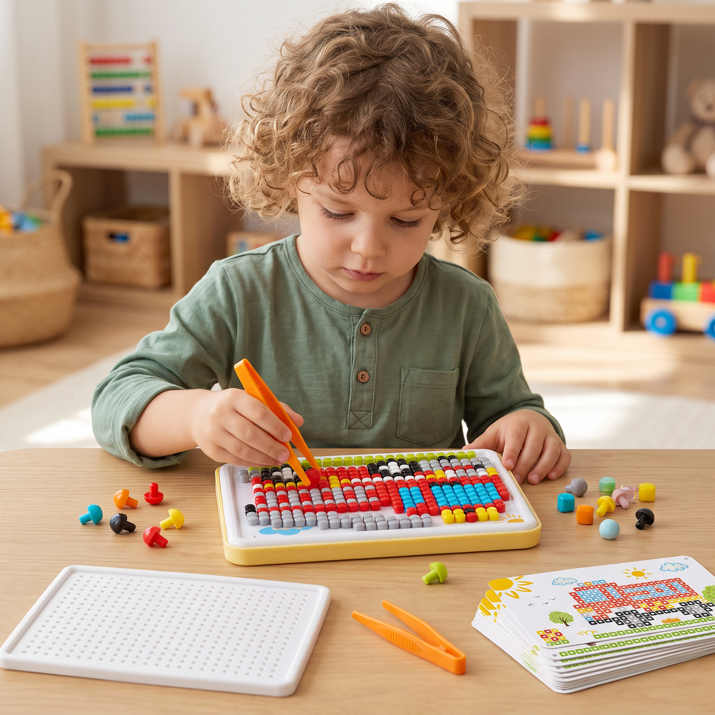 Montessori-Lernspiel mit Steckmosaik