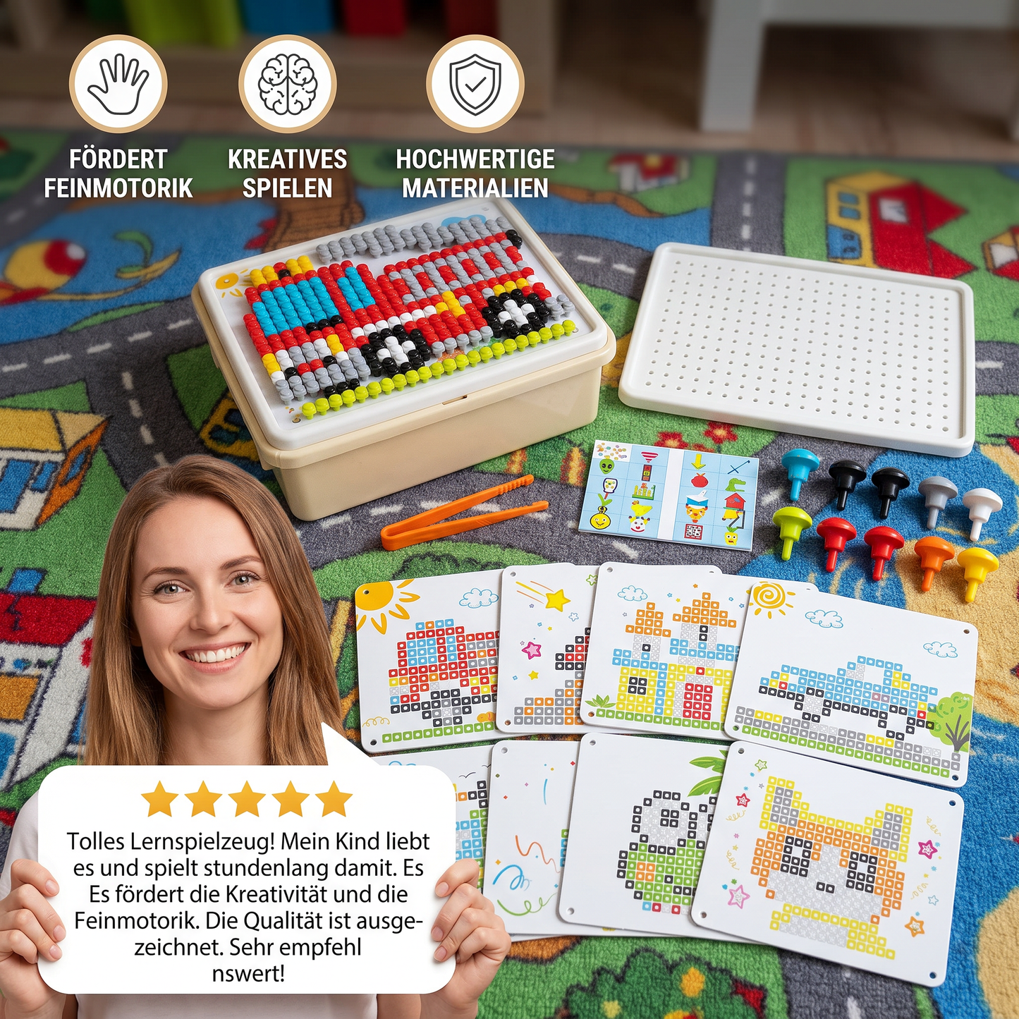 Montessori-Lernspiel mit Steckmosaik