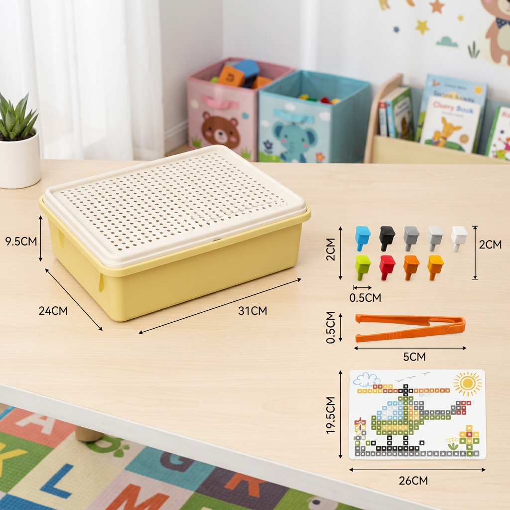 Montessori-Lernspiel mit Steckmosaik