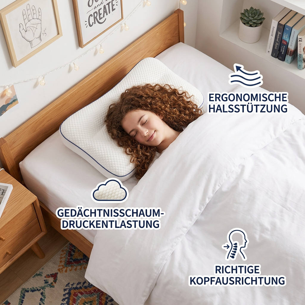 Ergonomisches Memory-Foam-Kinderkissen mit Nackenstütze