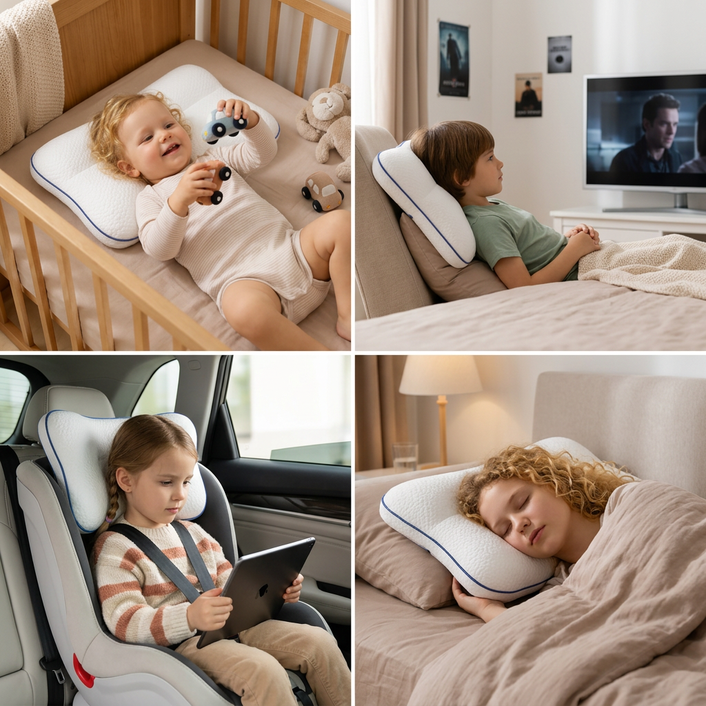 Ergonomisches Memory-Foam-Kinderkissen mit Nackenstütze