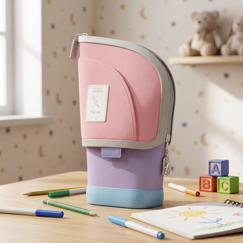 2-in-1 Pop-Up Federmäppchen mit Stiftehalter – Platzsparender Schreibtisch-Organizer