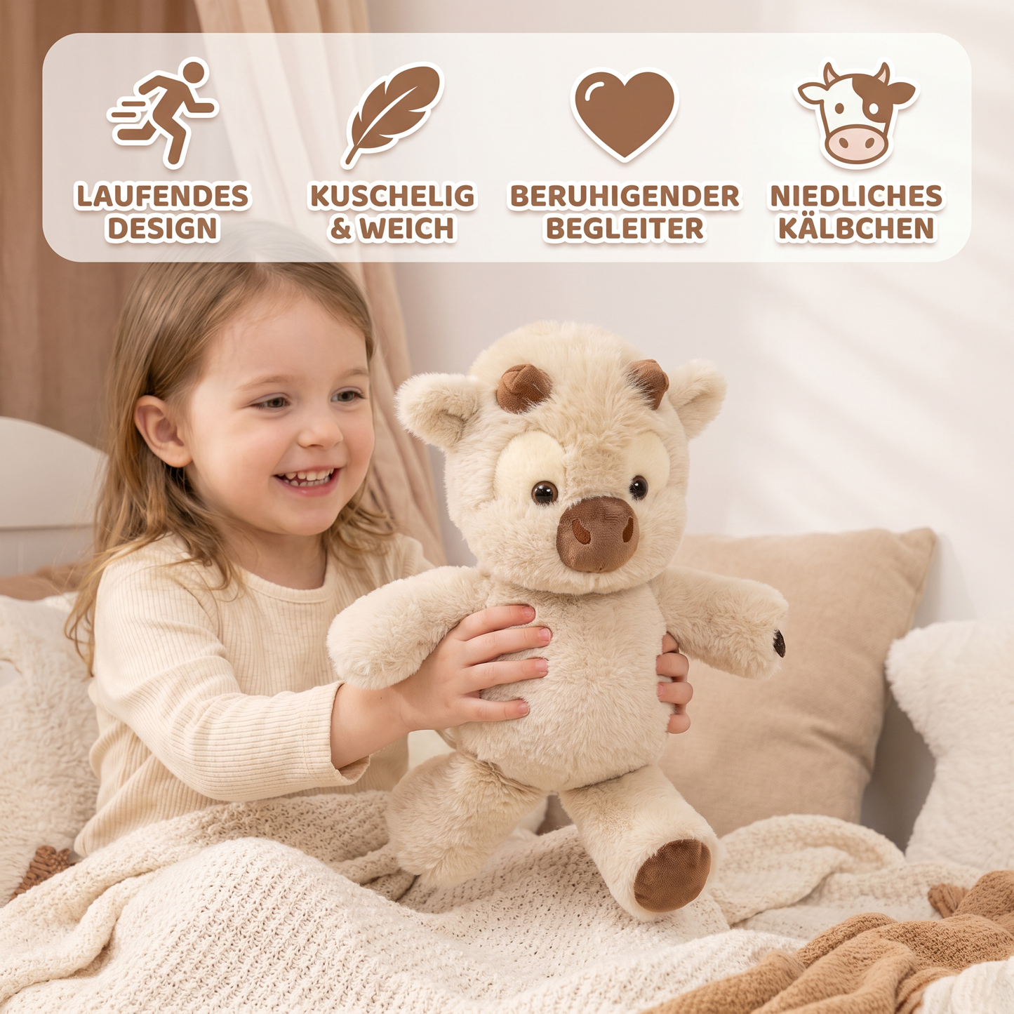 Laufendes Kälbchen - Weiches Cartoon-Plüschtier & Beruhigungshelfer für Kinder