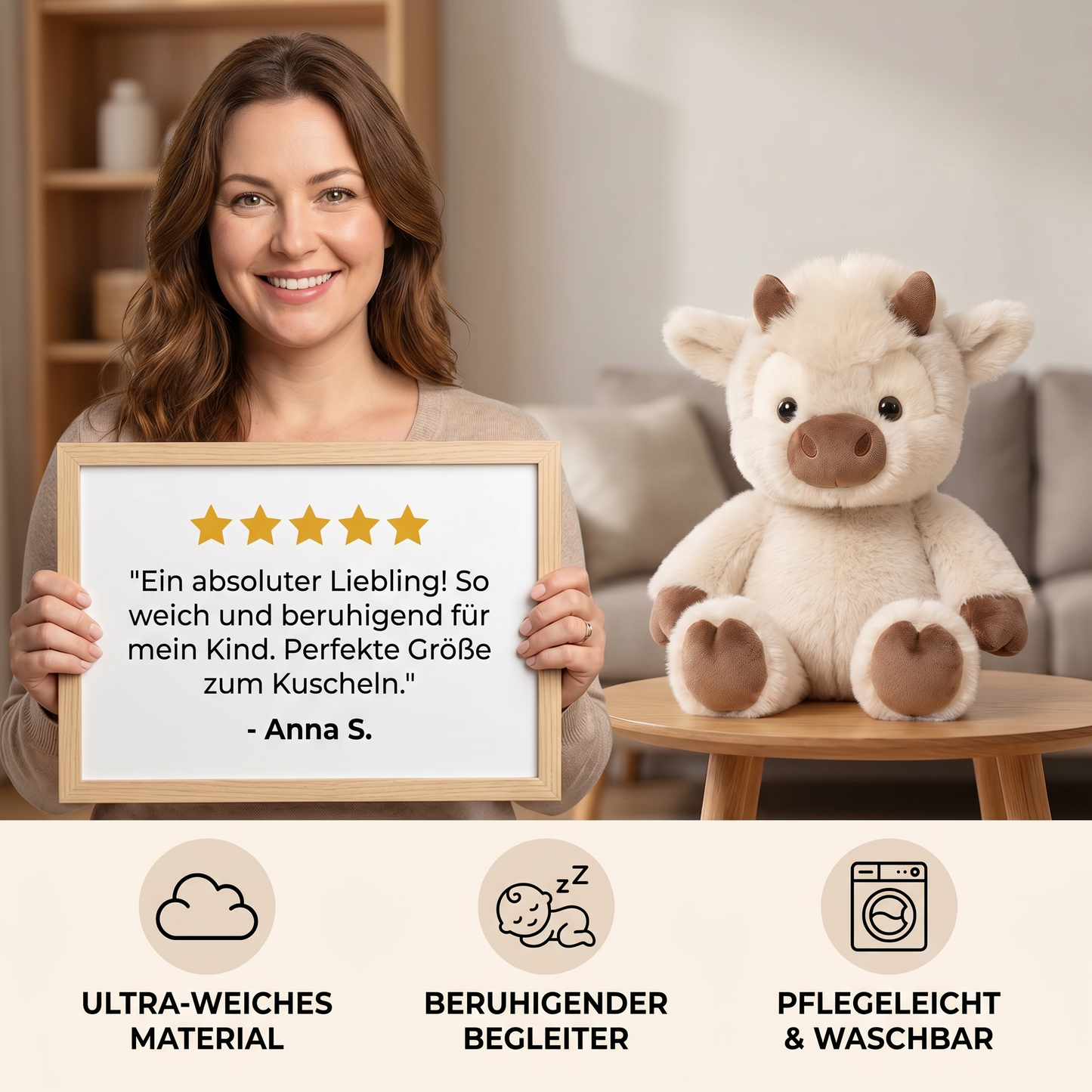 Laufendes Kälbchen - Weiches Cartoon-Plüschtier & Beruhigungshelfer für Kinder