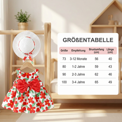 Sommerliches Trägerkleid Set für Baby- & Kleinkinder – Ärmelloses Kleid mit Schleife und Hut