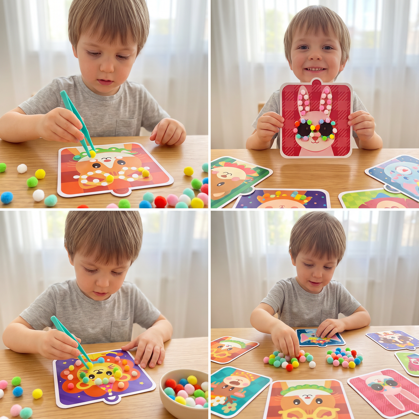 Flauschiges Pompon-Tier-Bastel- & Malset